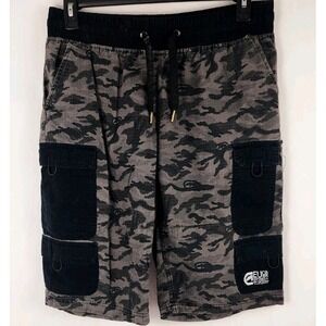 Ecko Unltd Shorts Mens XL Gray Camo Cargo Logo Casual Hip Hop Street Skater Y2K